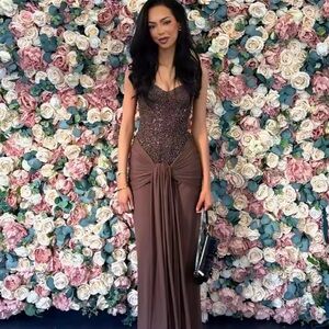 Elegant Brown Evening Gown new size s